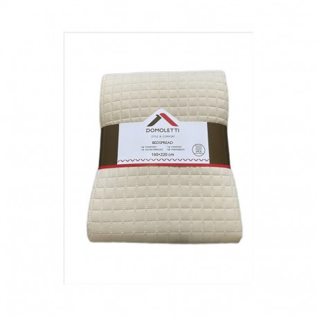 BEDSPREAD MICRO 160X220 CM SQUARES BEIGE