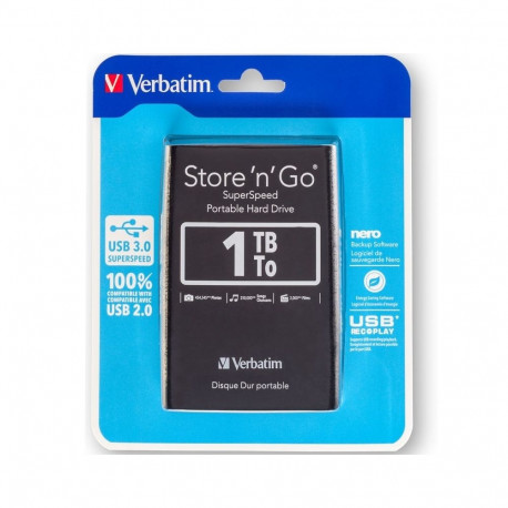 VERBATIM EXTERNAL HDD 1TB 2,5 USB 3.0 BLACK 53023