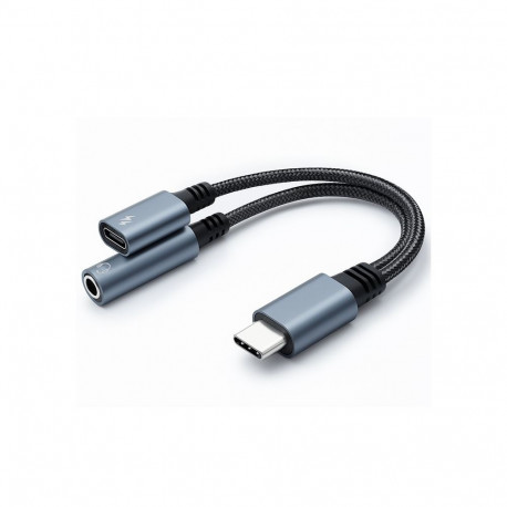 Adapter 2w1 USB C USB C Jack 3.5mm PD 15W