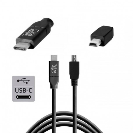Tether Tools kaabel USB-C–2.0 Mini B 5-Pin 4.60m, must