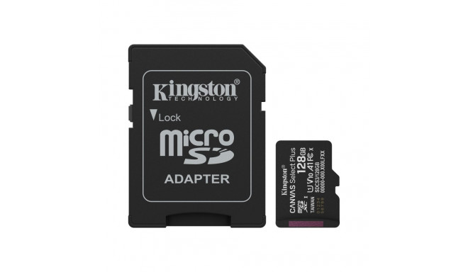 KINGSTON 128GB microSDXC Canvas Select Plus Gen3 150MB/s A1 Card + Adapter