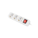 POWER STRIP LANBERG 1.5M 3X SCHUKO OUTLETS WITH SWITCH QUALITY-GRADE COPPER CABLE WHITE
