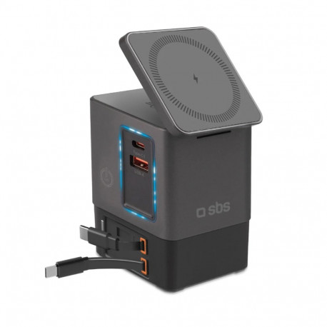 SBS Power Dock 6-in-1 with MagSafe, Stand, and USB-C Cables 65W – Black