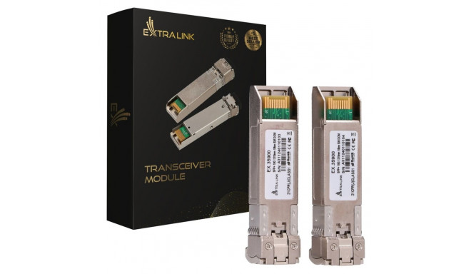 Extralink SFP+ 10G 2-pack | SFP+ Module | 10Gbps, LC/UPC, 1310nm, 10km, single mode, DOM