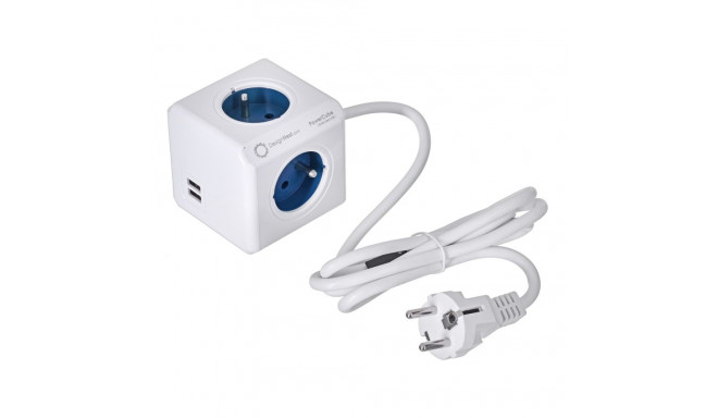 Allocacoc 2402BL/FREUPC power extension 1.5 m 4 AC outlet(s) Indoor Blue, White
