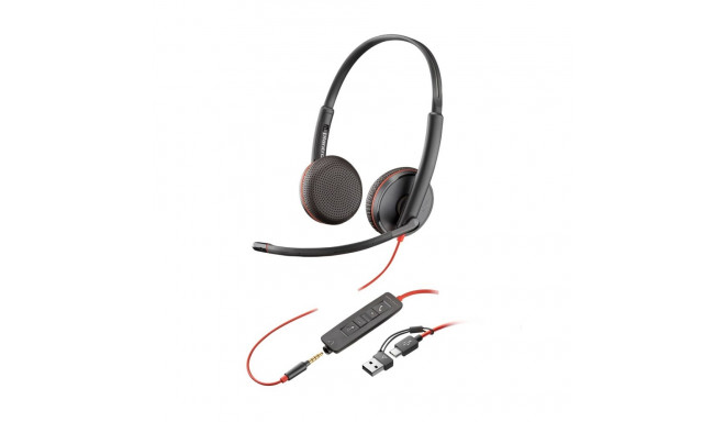 Poly Blackwire 3225 stereo USB-C peakkomplekt +3,5 mm pistik +USB-C/A adapter (bulk)