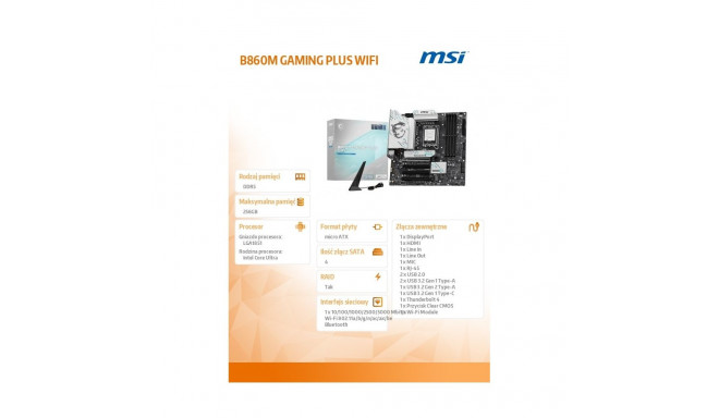 Motherboard B860M GAMING PLUS WIFI s1851 4DDR5 ATX
