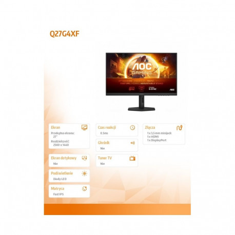 Q27G4XF 27-tolline 180Hz Fast IPS HDMI DP HAS monitor