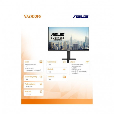Monitor 27-tolline VA27DQFS IPS HDMI DP 100Hz