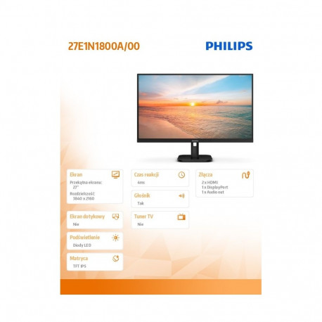 Display 27E1N1800A 27-inch IPS 4K HDMIx2 DP Speakers
