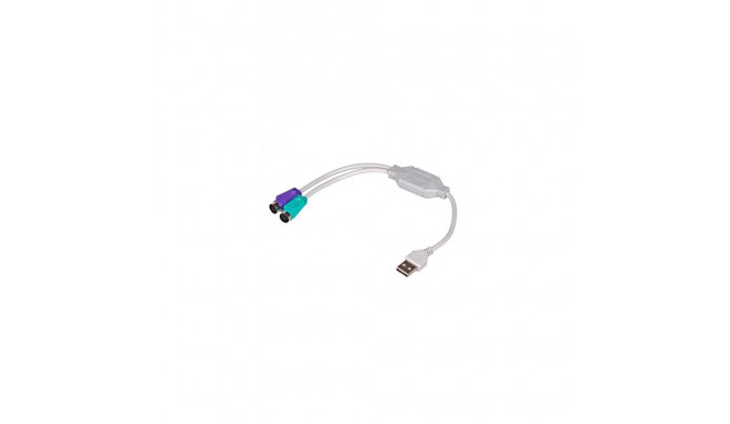 Akyga AK-AD-15 PS/2 cable 0.25 m 2x 6-p Mini-DIN USB A White
