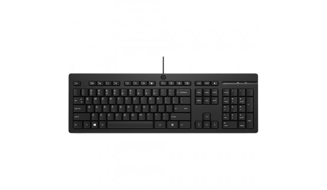 HP 125 G2 USB Wired Keyboard, Sanitizable, Copilot Key - Black - US ENG
