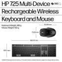 HP 725 Wireless Mouse Keyboard Combo - Multi-Device, Dual-Mode, Programmable, Rechargeable, 4000 dpi