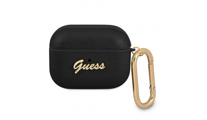 Guess case for AirPods Pro GUAPSASMK black Saffiano Script Metal Collection