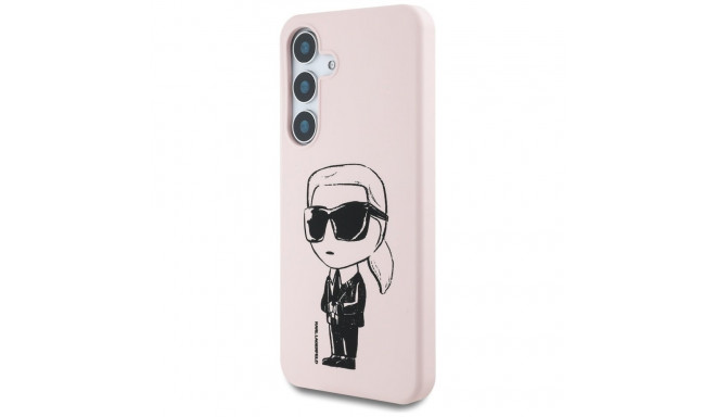 Case Karl Lagerfeld Silicone Graffiti Ikonik Printed Logo MagSafe for Samsung Galaxy S25 pink