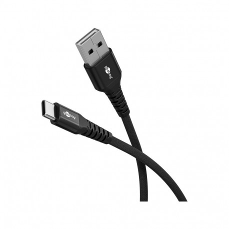 Goobay USB-C to USB-A ülipehme tekstiilkaabel metallpistikutega 74527