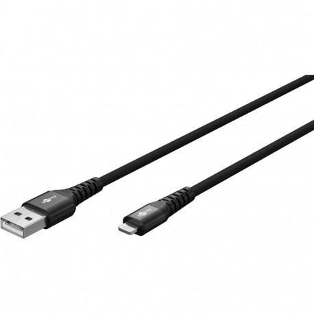 Goobay Lightning USB-A ülimalt pehme tekstiilist kaabel metallist pistikutega 74504
