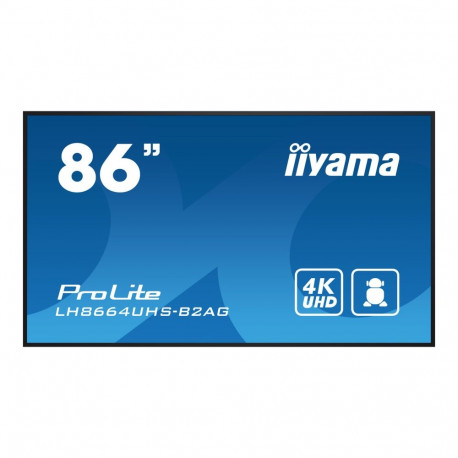 IIYAMA LH8664UHS-B2AG 86-tolline 3840x2160 UHD IPS paneel haze 25% 500cd/m2 horisontaalne ja vertika