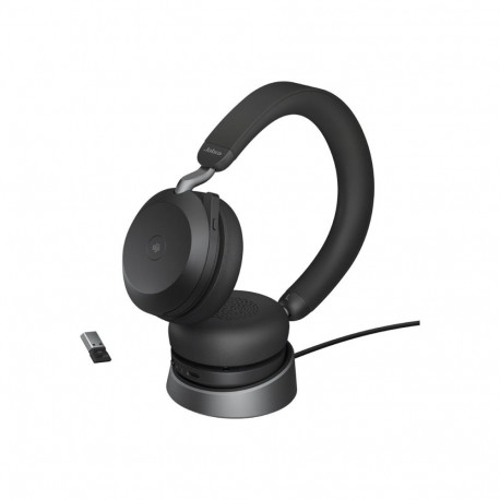 JABRA Evolve2 75 Headset on-ear Bluetooth wireless active noise cancelling USB-A noise isolating bla