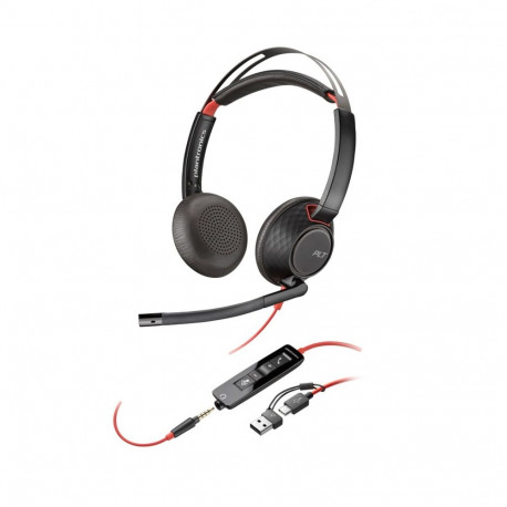 HP Poly Blackwire 5220 Stereo USB-C Headset +3.5mm Plug +USB-C/A Adapter