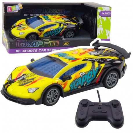 Zdalnie Sterowany RC sportauto LED-tuled kollane 1:22