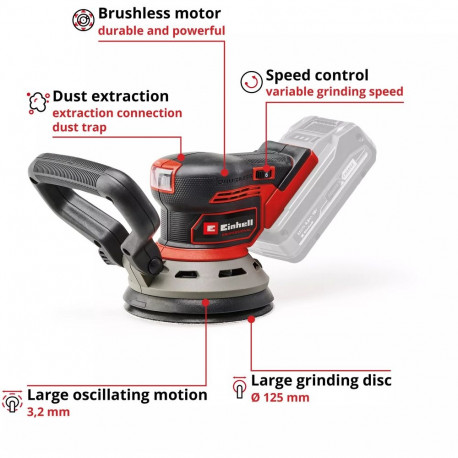 Professional Akku-Exzenterschleifer TP-RS 18/32 Li BL-Solo, 18Volt (rot/schwarz, ohne Akku und Ladeg