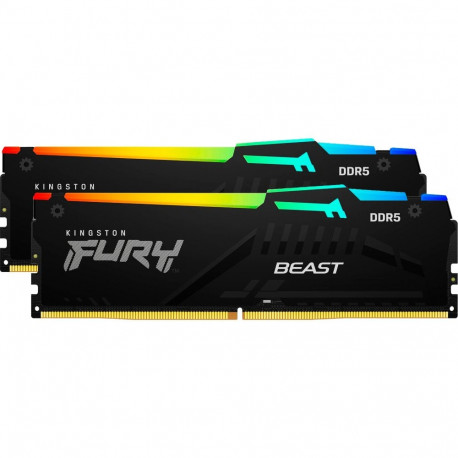 DIMM 64 GB DDR5-6000 (2x 32 GB) Dual-Kit (schwarz, KF560C30BBEAK2-64, FURY Beast RGB, INTEL XMP, AMD