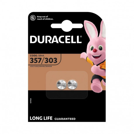Battery - Duracell 357 303 SR44 Silver Oxide 1.5V, 2 Pcs