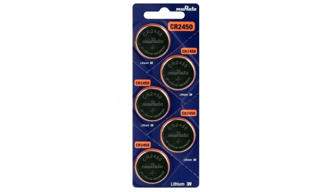 Battery - Murata CR2450 3V Lithium Coin Cell 24.5mm x 5.0mm 5 pcs