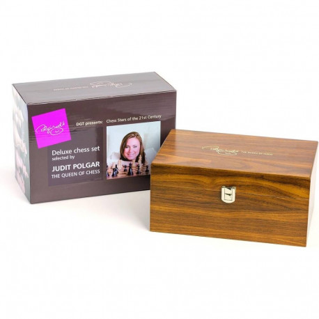 Chess Set - Judit Polgar Deluxe Wooden 32 Pieces with Box 95mm King
