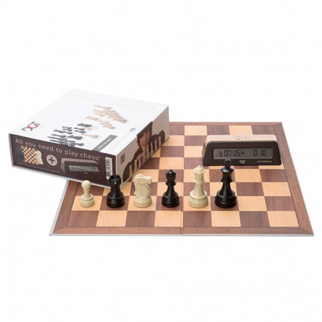 Chess Set - DGT Folding Board, Plastic Pieces 86mm, DGT1002 Timer