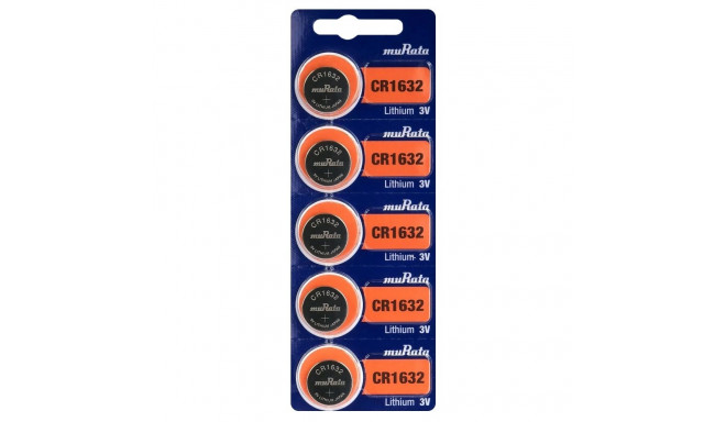 Battery - Murata CR1632 3V Lithium Coin Battery 5 Pack