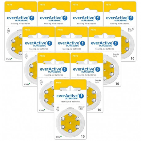 Hearing Aid Battery - Everactive Ultrasonic 10 PR70 1.45V Pack of 60