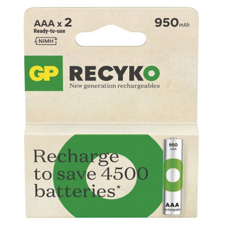 Battery - GP ReCyko AAA 950mAh NiMH Rechargeable 2 Pack Sand Color