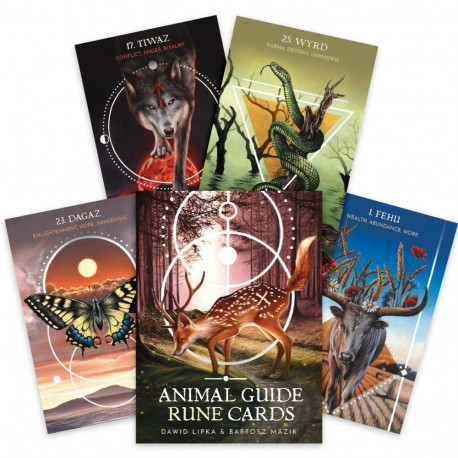 Divination Cards - Animal Guide Rune Kortos 25 Cards 288-Page Guidebook