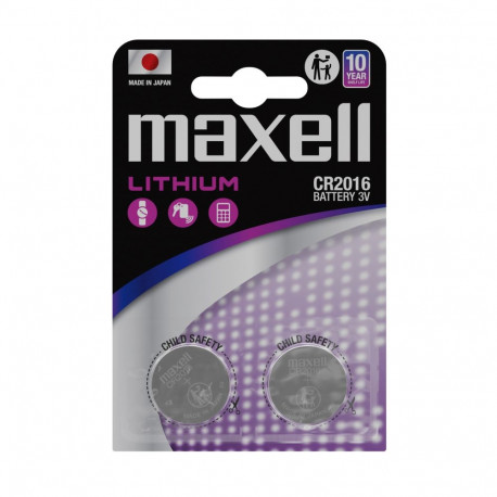 Battery - MAXELL CR2016 Lithium 3V 90mAh 2 pcs.
