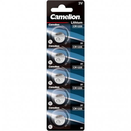 Battery - Camelion CR1225 3V Lithium Coin 12mm x 12mm, 5 pcs