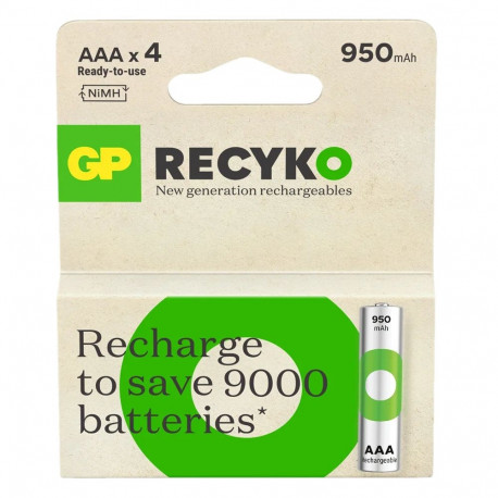 Battery - GP ReCyko R03 AAA 950mAh Rechargeable 4 Pack Sand Color