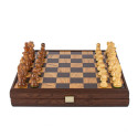 Chess Set - Manopoulos Olive Burl 35x35cm Staunton Pieces 7.6cm King