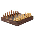 Chess Set - Manopoulos Olive Burl 35x35cm Staunton Pieces 7.6cm King