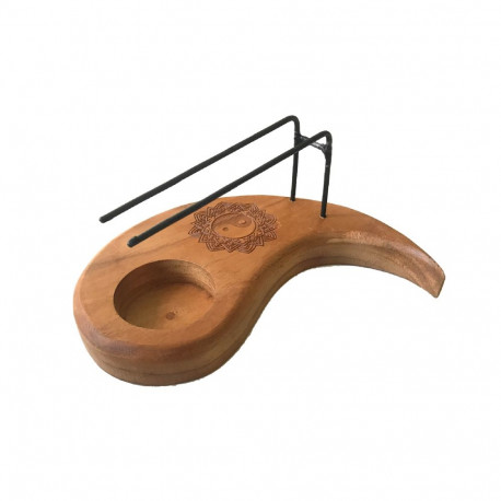 Incense Holder - Yin and Yang Teardrop Palo Santo Teak Wood 15x10x7 cm