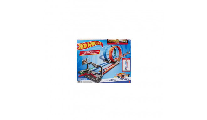 Hot Wheels Action Double Loop Dash Track Set &amp; 2 Diecast Toy Cars