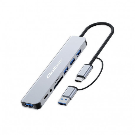 8in1 USB-C jaotur 4xUSB SD TF-kaardi pesa