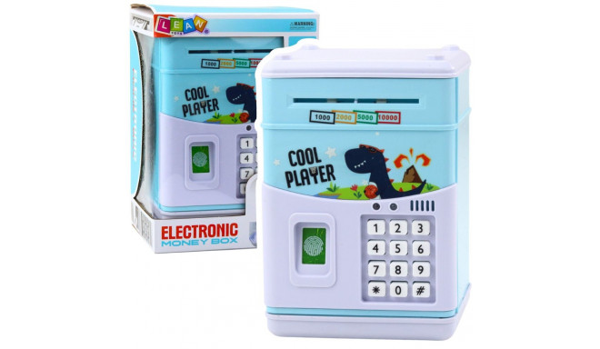 Elektroniczny Sejf Bankomat Skarbonka Na PIN Dla Dzieci Dinozaur Niebieski