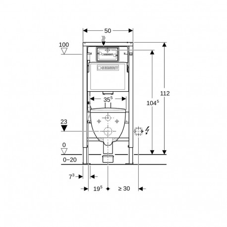 WC komplekt Geberit Delta25 loputusplaat imfree
