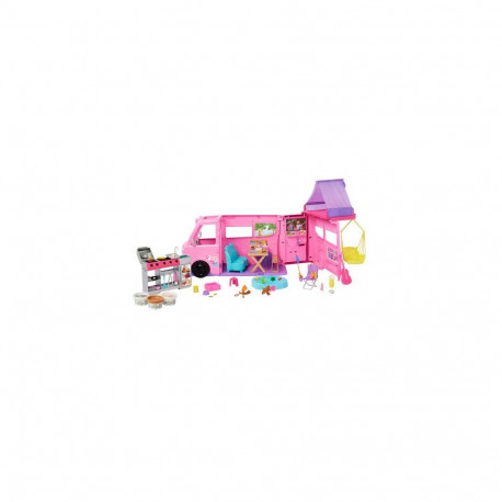 Barbie Dream Camper Playset with Roof Tent, BBQ Grill with Color-Change Feature & 60+ Accessorie