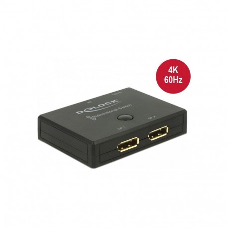 DisplayPort 2 - 1 Umschalter bidirektional 4K 60 Hz, DisplayPort Switch (schwarz)