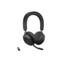JABRA Evolve2 75 on-ear Bluetooth juhtmevaba aktiivse mürasummutusega USB-A mürasummutav must optime