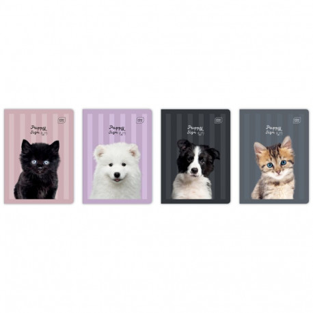 Kaustik A5 32 lehte 70g, jooneline, Puppy Sign assortii, Interdruk