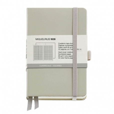 Märkmik 90x140mm 96l 5x5 ruut CHROMATIC hall, kummikinnitus, järjehoidja, pliiatsihoidja, leheküljen